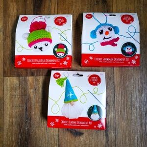 Boye Learn To Crochet Ornament Kit Set - Polar Bear, Snowman, Gnome